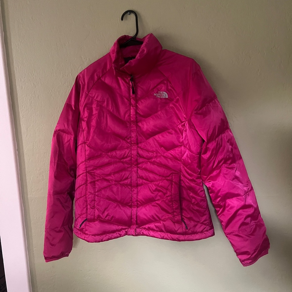 The North Face Pink Puffer Jacket with Quilted Insulation